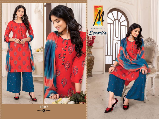 Master Senorita Rayon Embroidered Kurti With Bottom Dupatta
